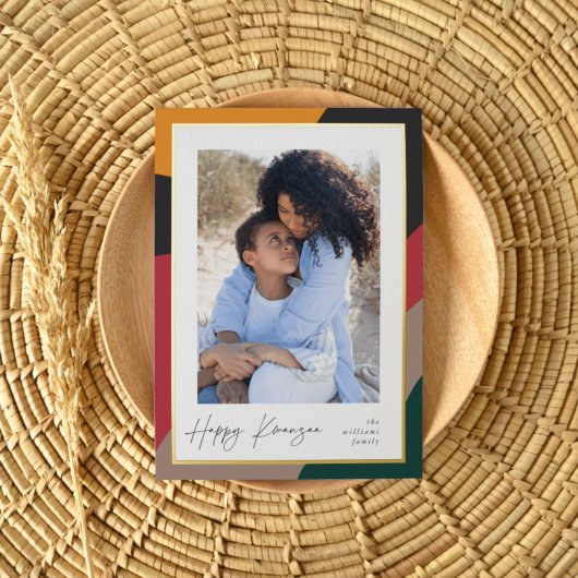 Joyful Hues Vertical Photo Kwanzaa 箔シーズンカード