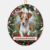 Joyful Jack Russel、パーソナライズ・クリスマス セラミックオーナメント (左)
