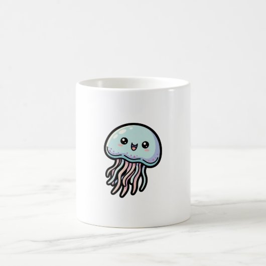 Joyful Jellyfish – Cute Kawaii Illustration コーヒーマグカップ (中央)
