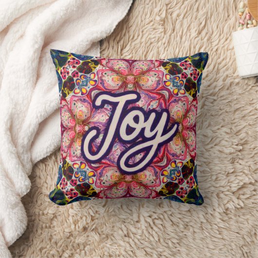 Joyful Kaleidoscope Floral Art Pillow クッション (ブランケット)