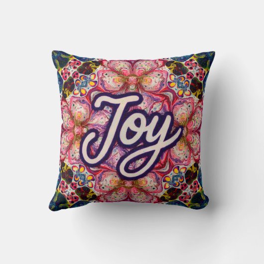 Joyful Kaleidoscope Floral Art Pillow クッション (裏面)