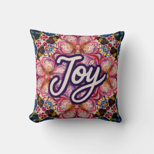 Joyful Kaleidoscope Floral Art Pillow クッション (正面)