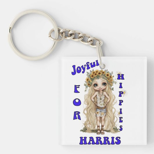 Joyful Kamala Harris President Hippie Boho キーホルダー (正面)