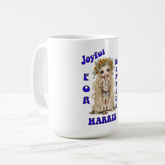 Joyful Kamala Harris President Hippie Boho コーヒーマグカップ (正面左)