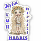 Joyful Kamala Harris President Hippie Boho シール (正面)