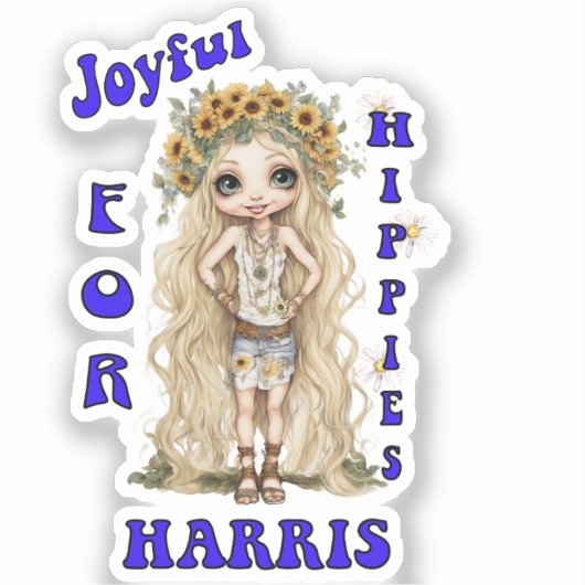 Joyful Kamala Harris President Hippie Boho シール (正面)