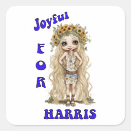 Joyful Kamala Harris President Hippie Boho スクエアシール