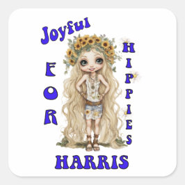 Joyful Kamala Harris President Hippie Boho スクエアシール