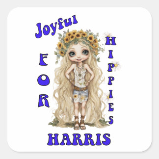 Joyful Kamala Harris President Hippie Boho スクエアシール