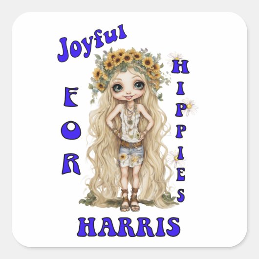 Joyful Kamala Harris President Hippie Boho スクエアシール (正面)
