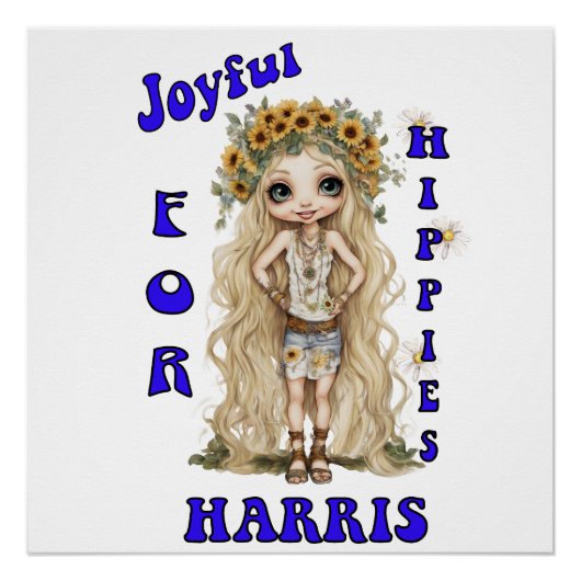 Joyful Kamala Harris President Hippie Boho ポスター (正面)