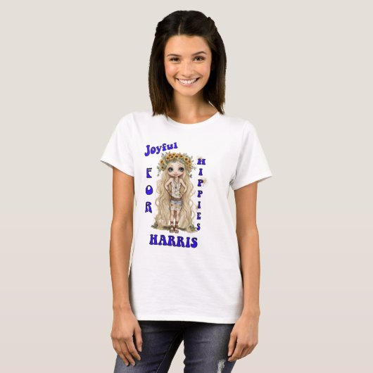 Joyful Kamala Harris President Hippie Boho Tシャツ (正面フル)