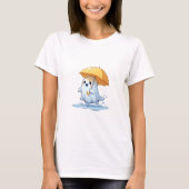 Joyful Kawaii Ghost Splashing in Puddles Tシャツ (正面)