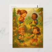 Joyful Kids Hiking – 教室アドベンチャーポスター ポストカード (正面/裏面)