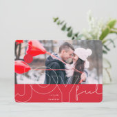 Joyful Lines Big Red Dot モダンタイポグラフィ写真 シーズンカード (スタンド正面)