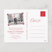 Joyful Lines Big Red Dot モダンタイポグラフィ写真 シーズンポストカード (裏面)