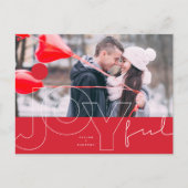 Joyful Lines Big Red Dot モダンタイポグラフィ写真 シーズンポストカード (正面)