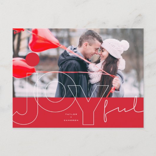 Joyful Lines Big Red Dot モダンタイポグラフィ写真 シーズンポストカード (正面)