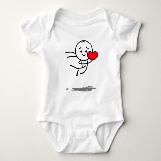 Joyful Love Stickman Heart Leap Graphic Tee ベビーボディスーツ (正面)