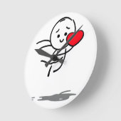 Joyful Love Stickman Heart Leap Graphic Tee ラウンド壁時計 (傾斜)