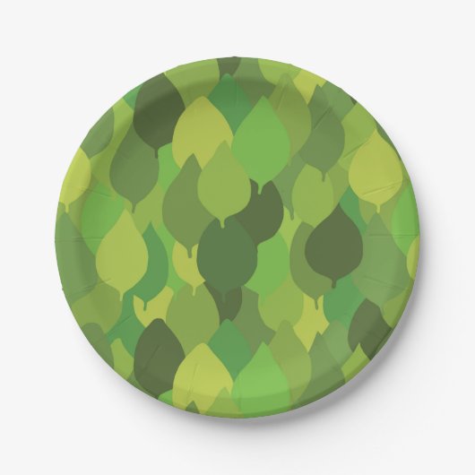 Joyful Lush葉の – シームレスな表面パターン ペーパープレート (正面)
