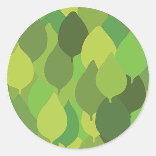 Joyful Lush葉の – シームレスな表面パターン ラウンドシール (正面)