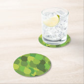 Joyful Lush葉の – シームレスな表面パターン ラウンドペーパーコースター (インサイチュ)