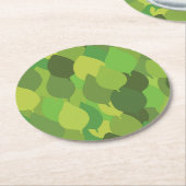 Joyful Lush葉の – シームレスな表面パターン ラウンドペーパーコースター (アングル)