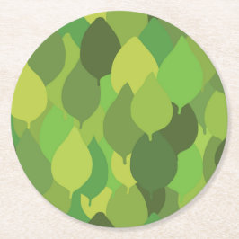 Joyful Lush葉の – シームレスな表面パターン ラウンドペーパーコースター