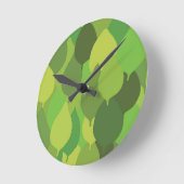 Joyful Lush葉の – シームレスな表面パターン ラウンド壁時計 (傾斜)