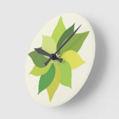 Joyful Lush葉の – シームレスな表面パターン ラウンド壁時計 (傾斜)