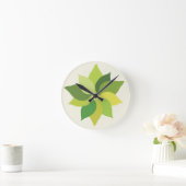 Joyful Lush葉の – シームレスな表面パターン ラウンド壁時計 (ホーム)