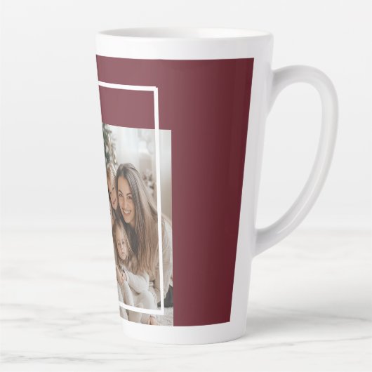 Joyful Merry Blessed Christmas Photo  カフェラテマグ (右)