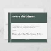 Joyful Merry Blessed Family Christmas Photo Green シーズンカード (裏面)