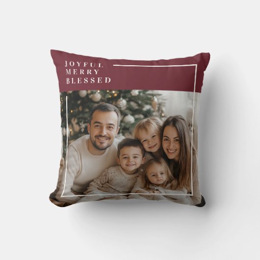 Joyful Merry Blessed Modern Christmas クッション (正面)