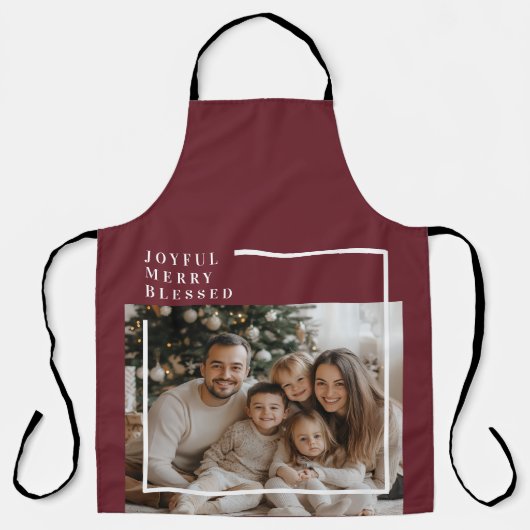 Joyful Merry Blessed Personalized Christmas Photo エプロン (正面)