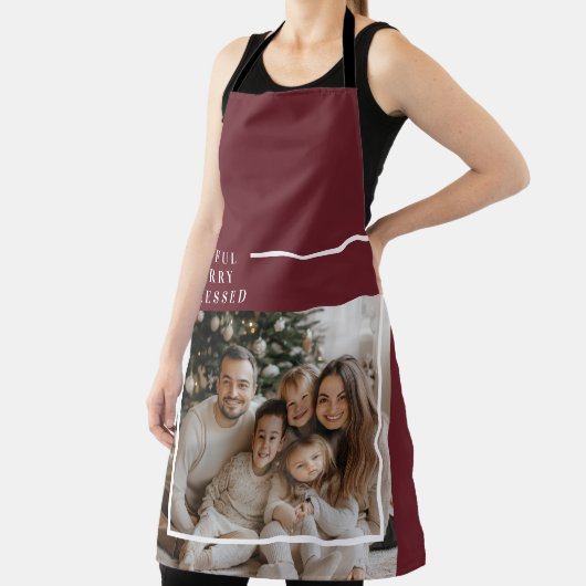 Joyful Merry Blessed Personalized Christmas Photo  エプロン (インサイチュ)