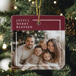 Joyful Merry Blessed Personalized Christmas Photo  セラミックオーナメント