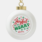 Joyful Merry Personalized Ceramic Holiday セラミックボールオーナメント (正面)