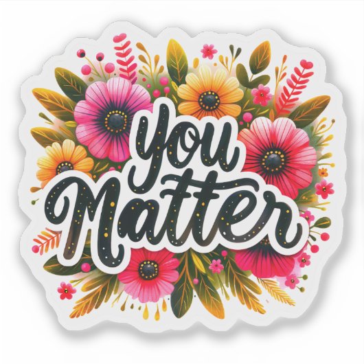 Joyful Message With Colorful Florals シール (正面)