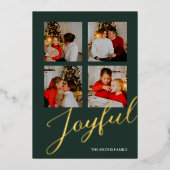 Joyful Minimalistモダン Green金ゴールドスクリプトの写真 箔シーズンカード (正面)