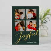 Joyful Minimalistモダン Green金ゴールドスクリプトの写真 箔シーズンカード (立ち正面)