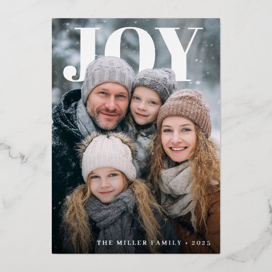 Joyful Minimalist Foil Holiday Photo Card 箔シーズンカード (正面)