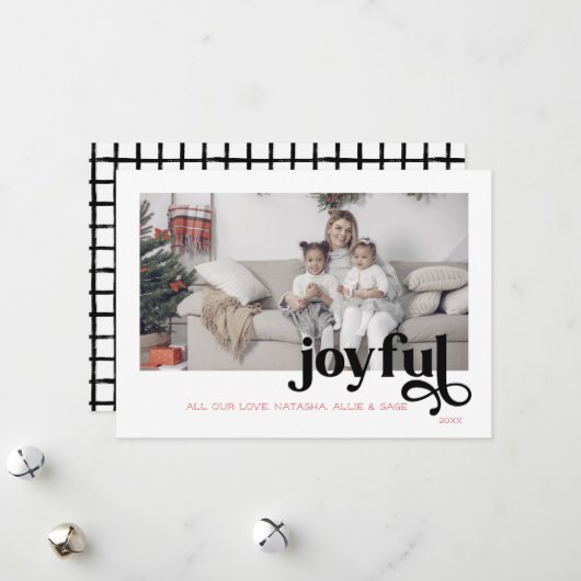 Joyful Minimalist Holiday Photo Card シーズンカード (正面/裏面インサイチュ)