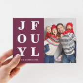 Joyful Modern Burgundy Photo Christmas シーズンカード