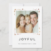 Joyful Modern Hearts and Snowflakes Holiday Design シーズンカード (正面)