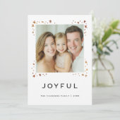 Joyful Modern Hearts and Snowflakes Holiday Design シーズンカード (スタンド正面)