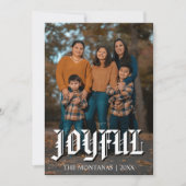 Joyful Modern Holiday Family Photo Forest Green シーズンカード (正面)