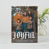 Joyful Modern Holiday Family Photo Forest Green シーズンカード (スタンド正面)