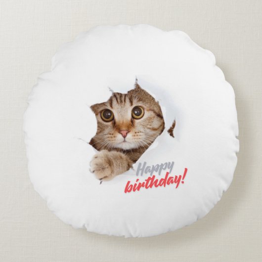 "Joyful Moments! Happy Birthday Throw Pillow" ラウンドクッション (正面)